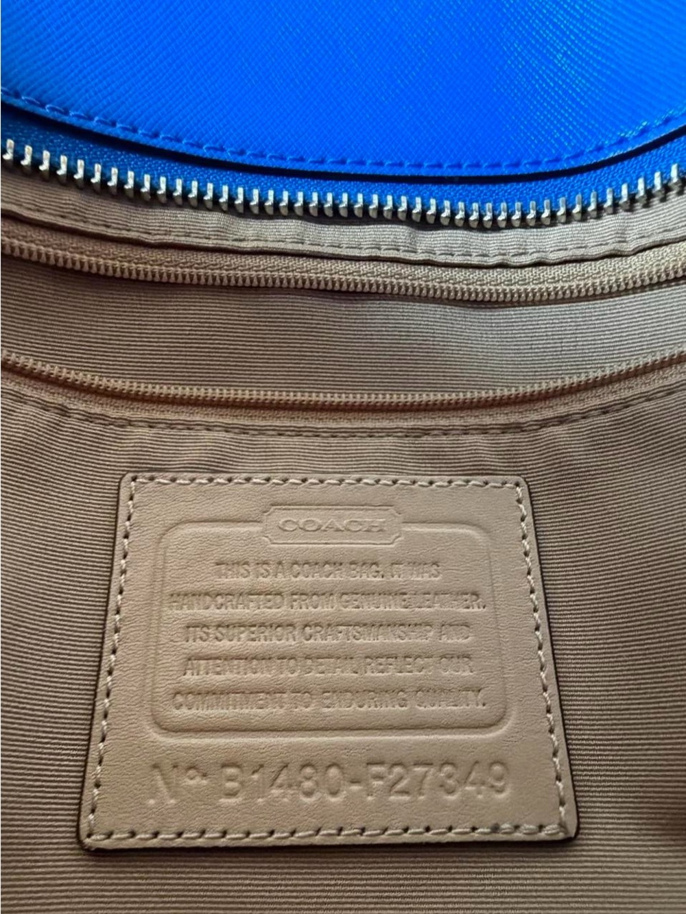 π Coach City Tote F27849 Bright Blue Saffiano Leather Shoulder Bag π - Picture 4 of 16